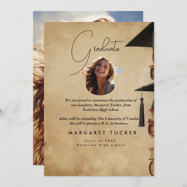 Abschluss Daughter I Rustikal Ankündigung (Vorne/Hinten)