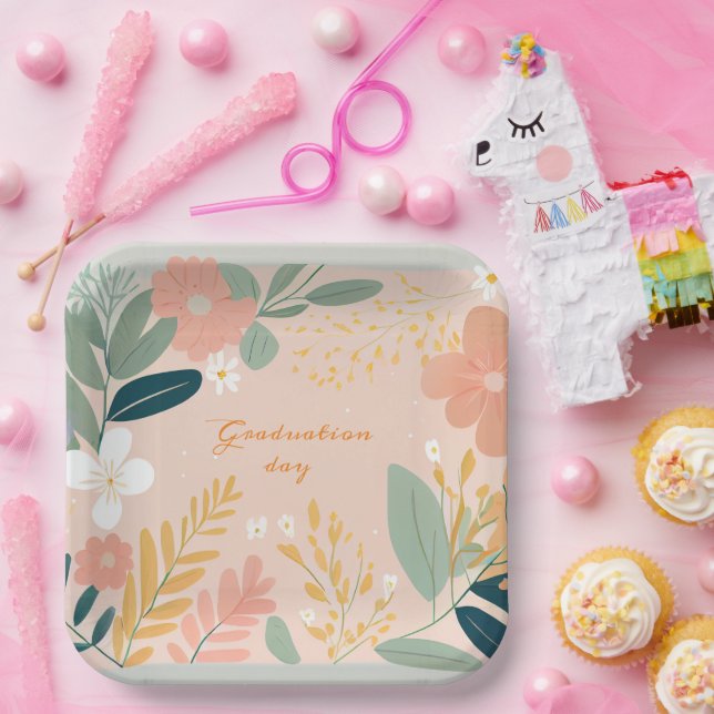 Abschluss Day, Blume Blumenstrauß Pappteller (Party)