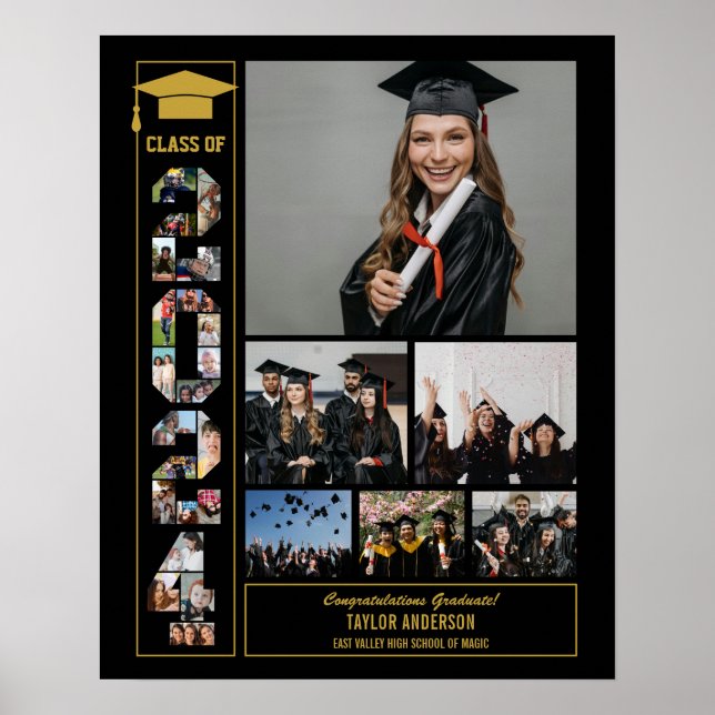 Abschluss Day Senior Class of 2024 Foto Collage Poster (Vorne)