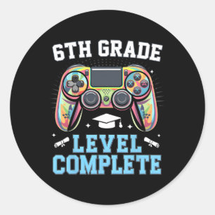 Abschluss der 6. Klasse Letzter Schultag Gamer Runder Aufkleber