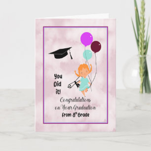 Abschluss der achten Klasse für weibliches Kind Karte