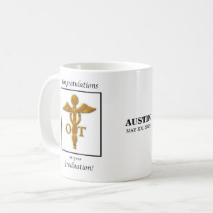 Abschluss der Arbeitstherapie Antik Gold Look Kaffeetasse