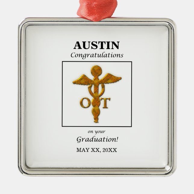 Abschluss der Arbeitstherapie Antik Gold Look Ornament Aus Metall (Vorne)