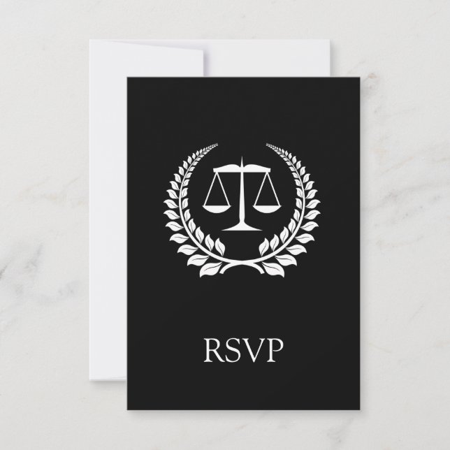 Abschluss der Black/White Laurel Law School RSVP Karte (Vorderseite)