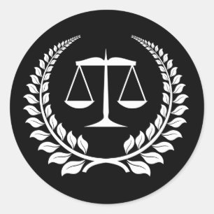 Abschluss der Black/White Laurel Law School Runder Aufkleber