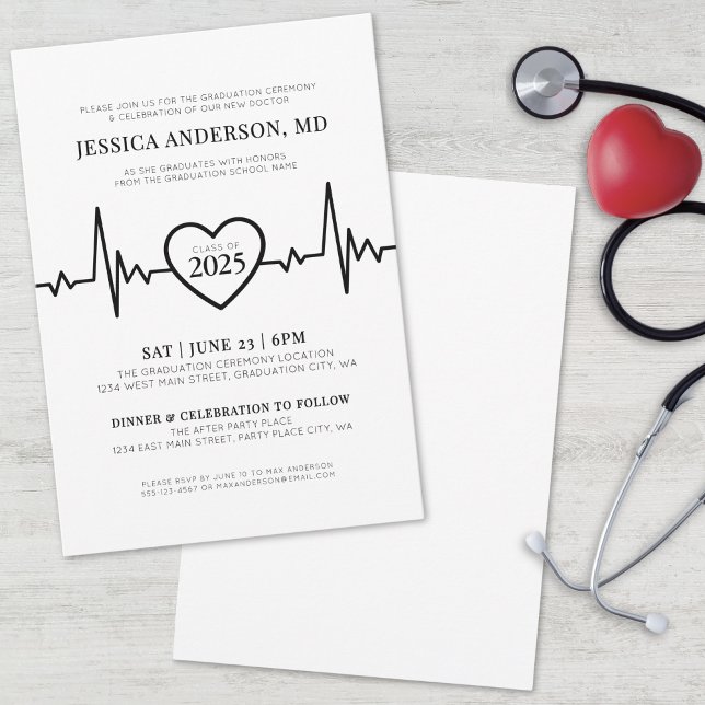 Abschluss der einfachen ärztlichen Krankenpflege Einladung (Simple Doctor Medical Nursing School Graduation Invitation)