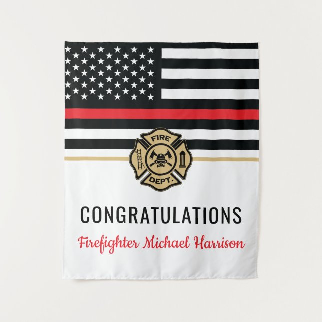 Abschluss der Feuerwehr-Akademie Rote Linie Wandteppich (Vorderseite)