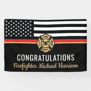 Abschluss der Feuerwehrakademie Thin Red Line Banner
