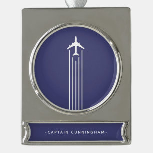 Abschluss der Flugschule für Luftfahrt-Piloten Banner-Ornament Silber