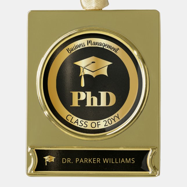 Abschluss der Graduate Graduate School Banner-Ornament Gold (Vorderseite)