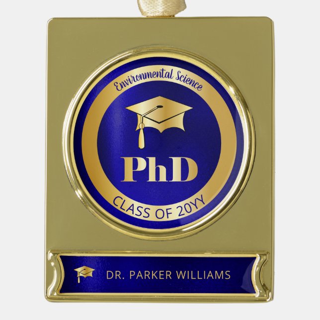Abschluss der Graduate Graduate School Banner-Ornament Gold (Vorderseite)