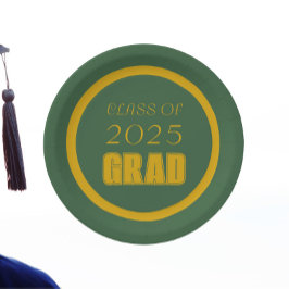 Abschluss der Green and Gold School Colors Pappteller