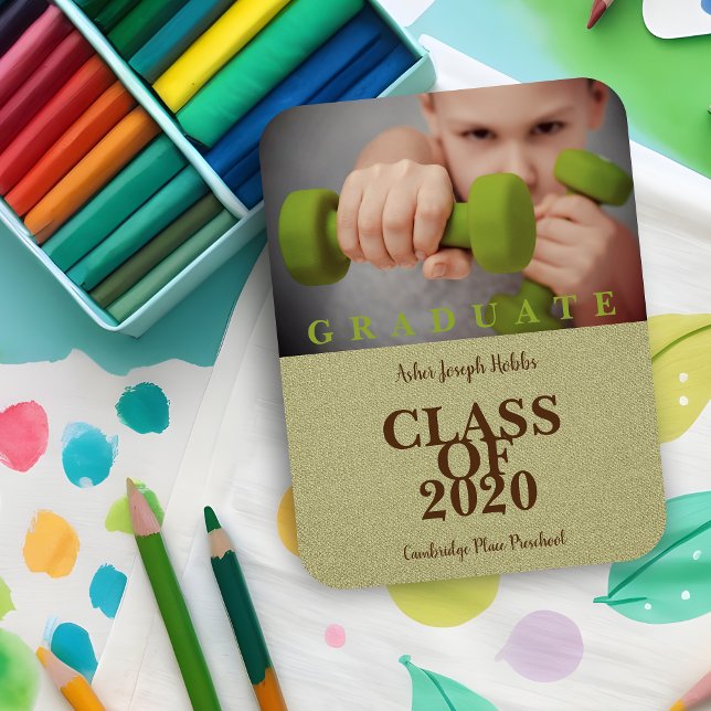 Abschluss der Grundschule Modernes Foto Textile Magnet (Elementary School Graduation Modern Photo Fabric Magnet.)