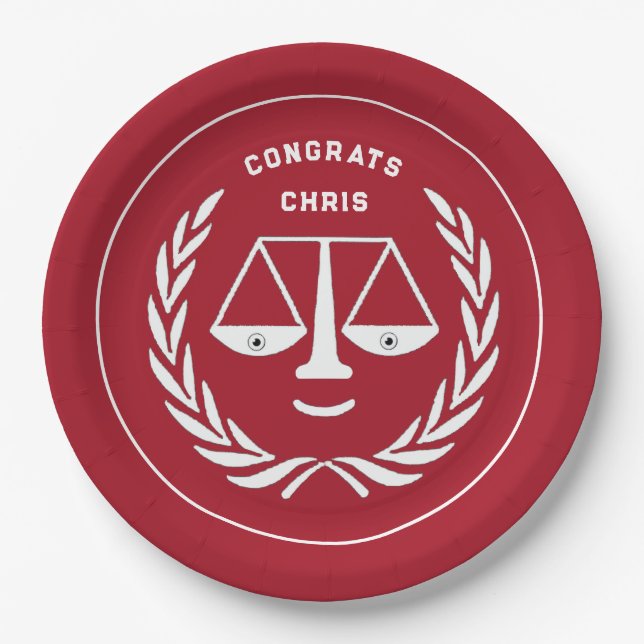 Abschluss der Juristischen Fakultät Rotes Papier T Pappteller (Vorderseite)