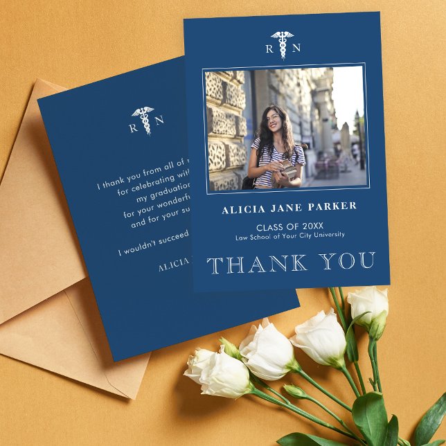 Abschluss der Krankenpflege, einfach modernes Foto Dankeskarte (Von Creator hochgeladen)