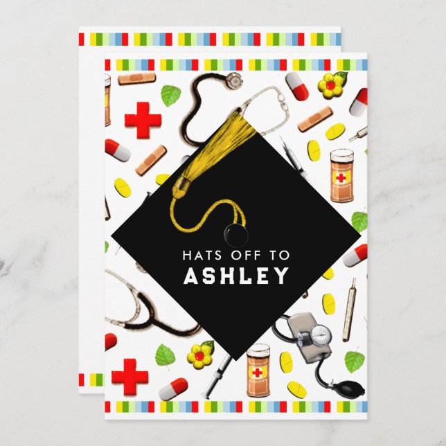 Abschluss der Krankenpflege Einladung (Vorne/Hinten)