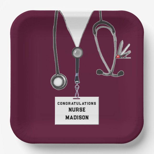 Abschluss der Krankenpflege Pappteller (Vorderseite)