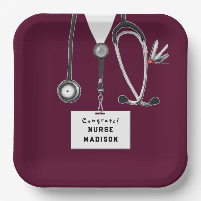 Abschluss der Krankenpflege Pappteller (Vorderseite)