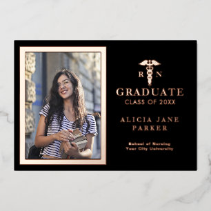 Abschluss der Krankenpflege Rose Gold Foto Folieneinladung