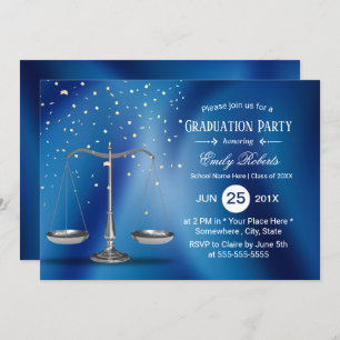 Abschluss der Law School Silver Scales Navy Blue Einladung