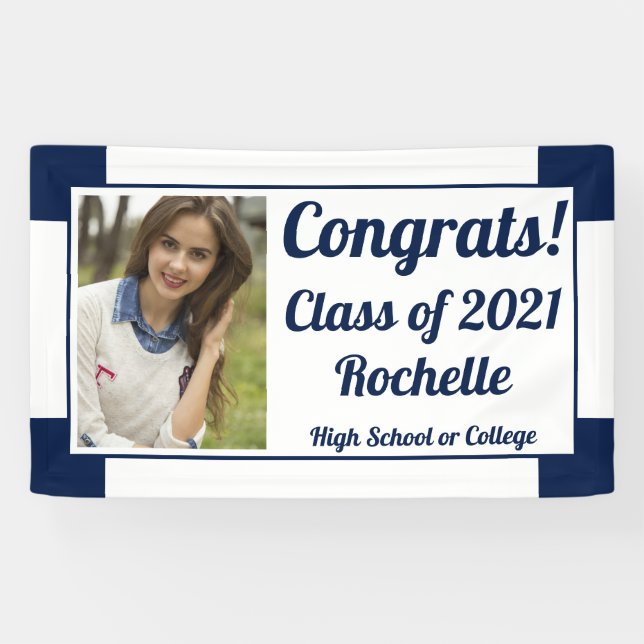 Abschluss der Marine und der White One Foto Class Banner (Horizontal)