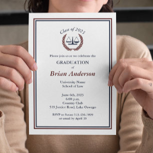 Abschluss der Maroon Justice Wreath Law School Einladung