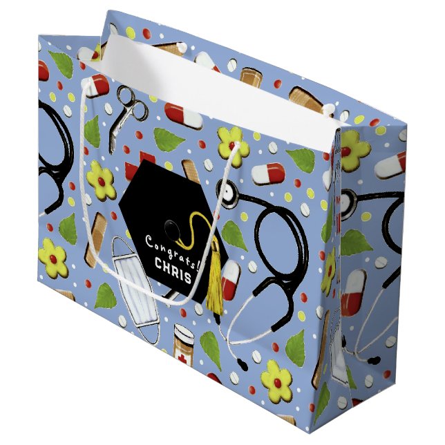 Abschluss der Medizinschule Große Geschenktüte (Vorderseite Schrägansicht)