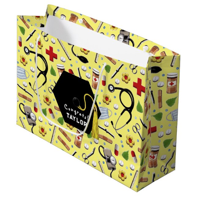 Abschluss der Medizinschule Große Geschenktüte (Vorderseite Schrägansicht)