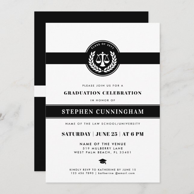 Abschluss der modernen Jurastelle Einladung (Vorne/Hinten)