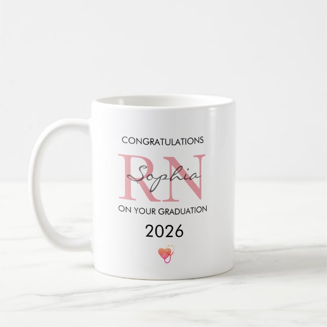 Abschluss der RN-Ausbildung Personalisierter Name  Kaffeetasse (Links)