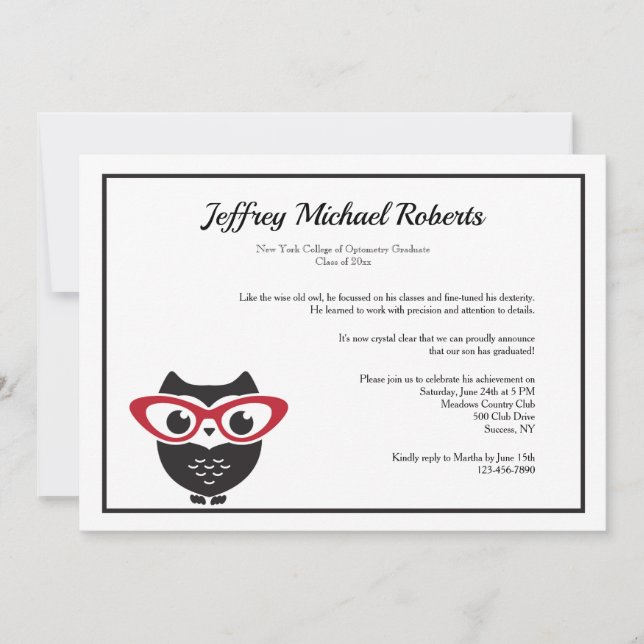 Abschluss der Sehschärfe Einladung (Vorderseite)