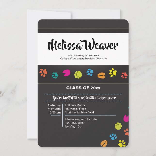 Abschluss der Veterinärschule für Haustiere Einlad Einladung (Vorderseite)