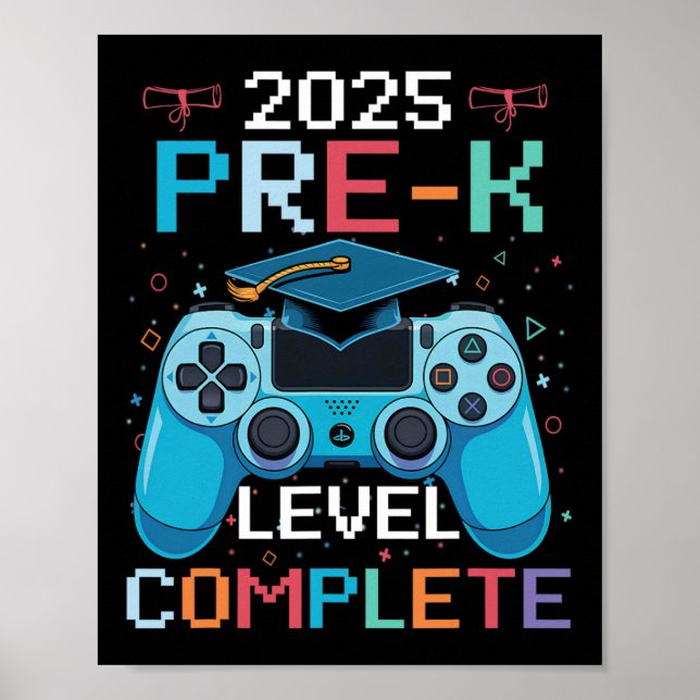 Abschluss der Vorschulstufe Videospieler-Junge-Exa Poster (Vorne)