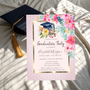 Abschluss der Wasserfarben-Grad-Cap-Punkte Einladung