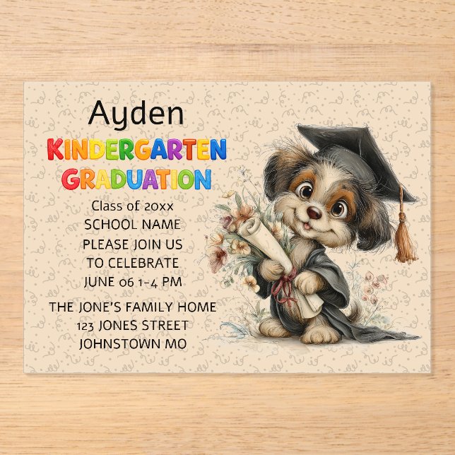 Abschluss der Welpen-Kleinkinderschule Acryleinladungen (Vorderseite)