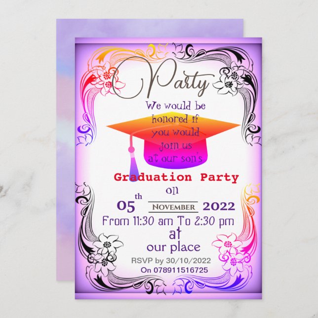 Abschluss des Abschlusses Einladung (Vorne/Hinten)