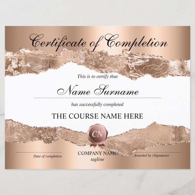 Abschluss des Abschlusszertifikats (Vorderseite)