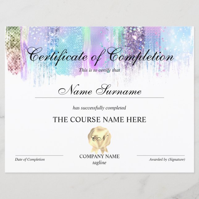 Abschluss des Abschlusszertifikats (Vorderseite)