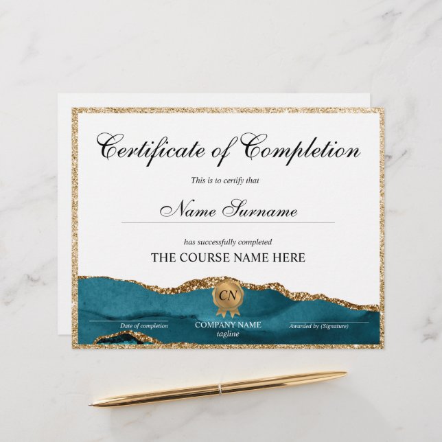 Abschluss des Abschlusszertifikats (Vorderseite/Rückseite Beispiel)