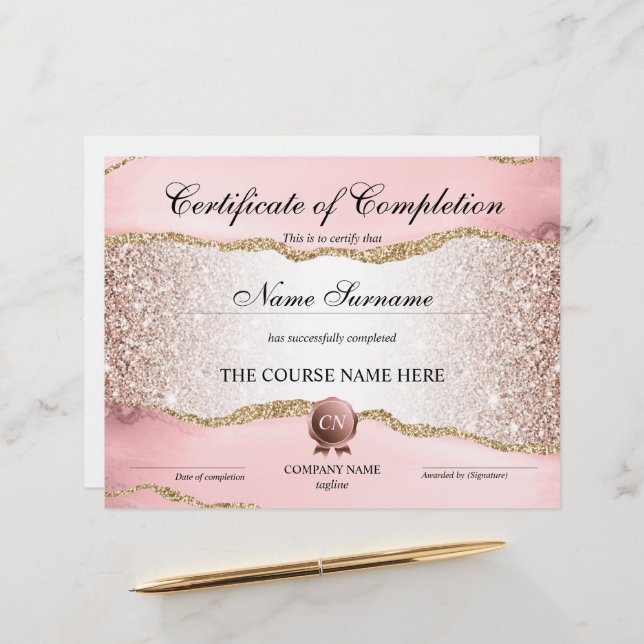 Abschluss des Abschlusszertifikats (Vorderseite/Rückseite Beispiel)