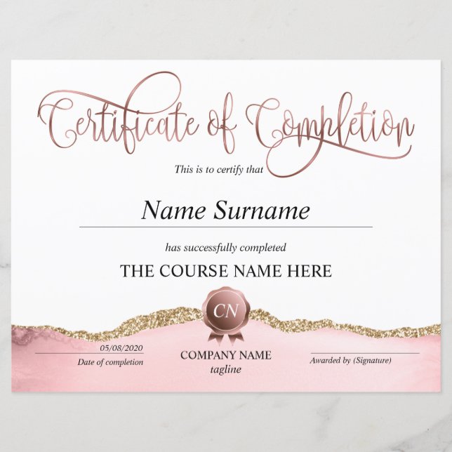 Abschluss des Abschlusszertifikats (Vorderseite)