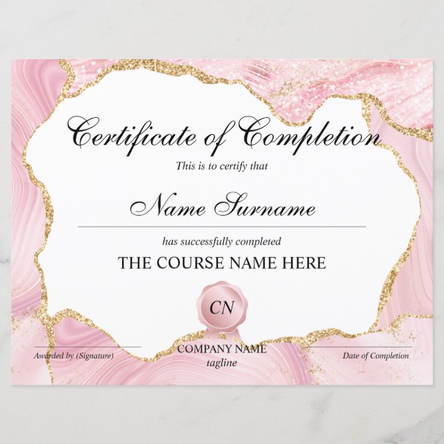 Abschluss des Abschlusszertifikats (Vorderseite)