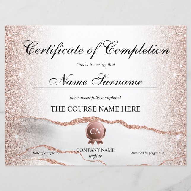 Abschluss des Abschlusszertifikats (Vorderseite)