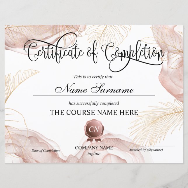 Abschluss des Abschlusszertifikats (Vorderseite)