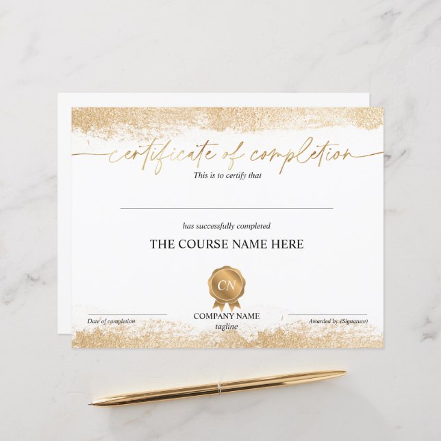 Abschluss des Abschlusszertifikats (Vorderseite/Rückseite Beispiel)