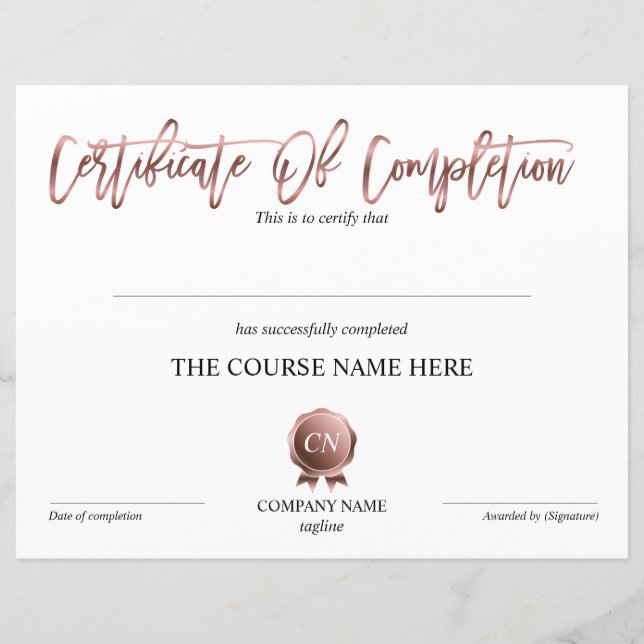 Abschluss des Abschlusszertifikats (Vorderseite)