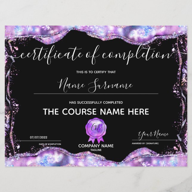 Abschluss des Abschlusszertifikats (Vorderseite)