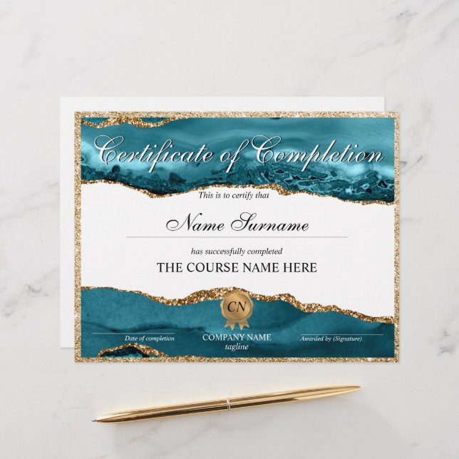 Abschluss des Abschlusszertifikats (Vorderseite/Rückseite Beispiel)