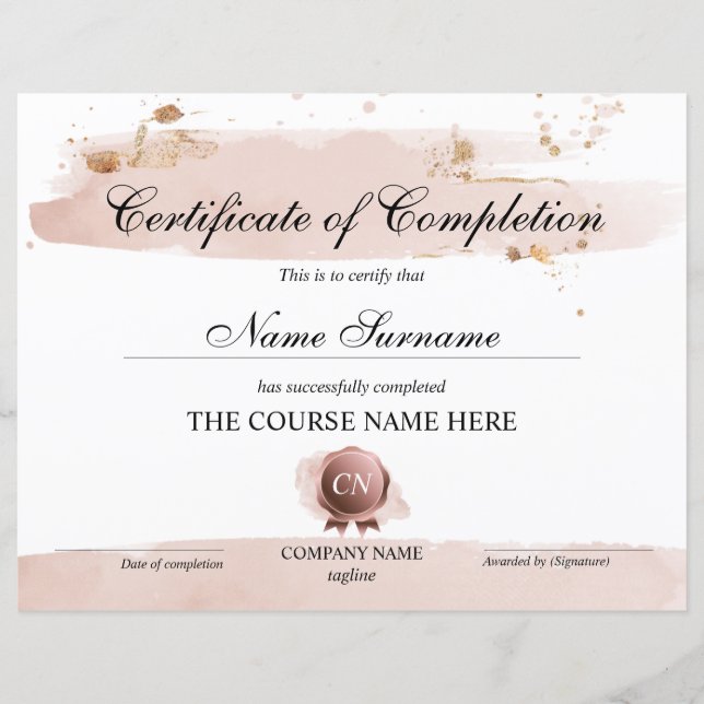 Abschluss des Abschlusszertifikats (Vorderseite)