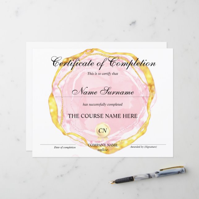 Abschluss des Abschlusszertifikats (Vorderseite/Rückseite Beispiel)